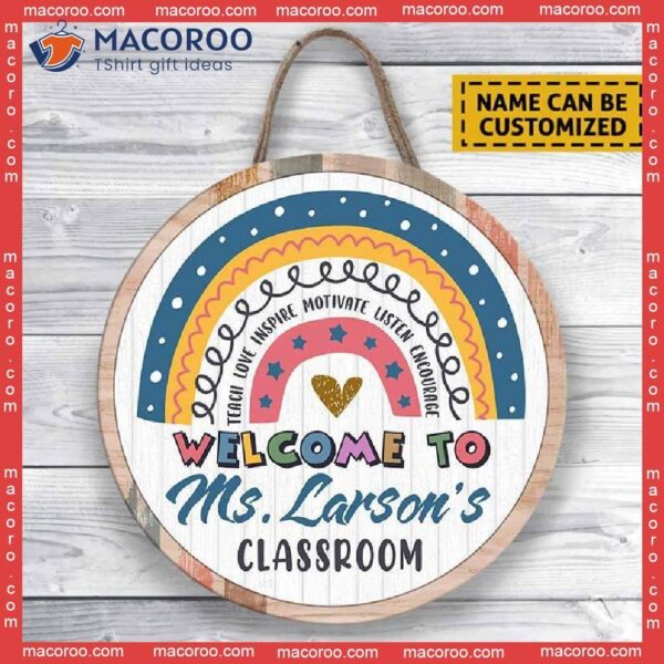 Back To School, Teacher Appreciation Gift,personalized Door Sign, Rainbow Classroom Welcome Sign