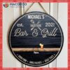 Backyard Bar & Grill, Good Food, Friends, Times, Custom Background Color, Personalized Dog Cat Breeds Wooden Signs