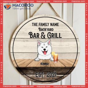 Backyard Bar & Grill, Wooden Theme, Dog Lovers Gifts, Personalized Breeds Signs