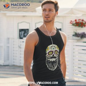 bearded sugar skull dia de los muertos apparel halloween shirt sugar skull pumpkin tank top