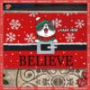 Believe – Santa’s Belt Red Background Personalized Cat Christmas Doormat
