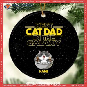 Best Cat Dad In The Galaxy, Space Travel Cat, Gifts For Dads, Kitten Ornaments