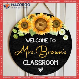 Best Gifts For Teachers,personalized Name Teacher Door Hangers Sunflower Welcome Signs