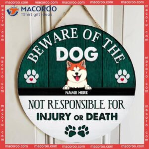 Beware Of The Dogs, Warning Rustic Wooden Door Hanger, Personalized Background Color & Dog Breeds Signs