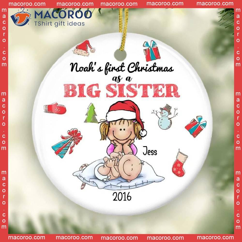 Big Brother Little New Baby Keepsake, Pregnancy Announcement Ornament,big  Sister's First Christmas Ornament, Personalized Sibling