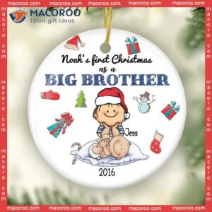 Big Brother’s First Christmas Ornament, Personalized Sibling Pregnancy Announcement Brother Little New Baby Keepsake