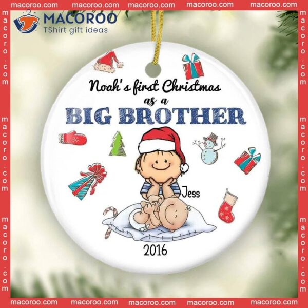 Big Brother’s First Christmas Ornament, Personalized Sibling Pregnancy Announcement Brother Little New Baby Keepsake