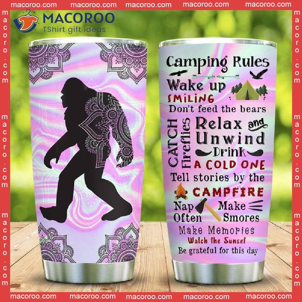 Bigfoot Camping Rules Stainless Steel Tumbler