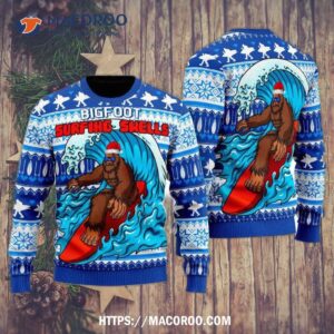 Bigfoot Surfing Ugly Christmas Sweater