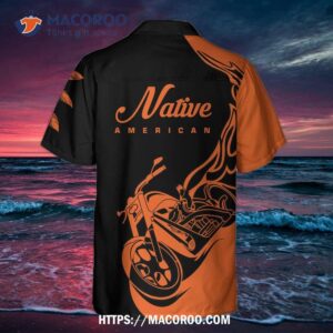 biker fire racing skull biker native american motorcycle hawaiian shirt gift for bikers 1
