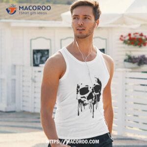 black and white skull dripping halloween shirt skeleton head tank top