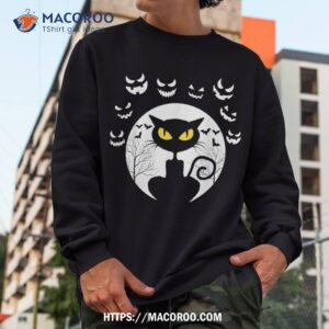 black cat halloween and pumpkin shirt sweatshirt