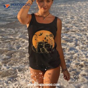 black cat pumpkin moon halloween costume lover shirt tank top