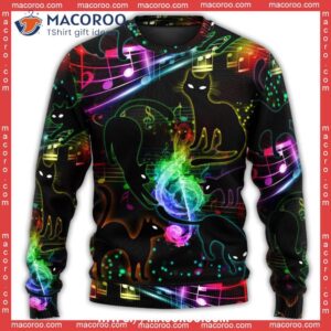 black cat the magical light cats on music notes sweater cheap ugly christmas sweater 2