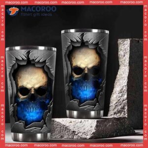 Blue Light Skull Break The Wall Stainless Steel Tumbler