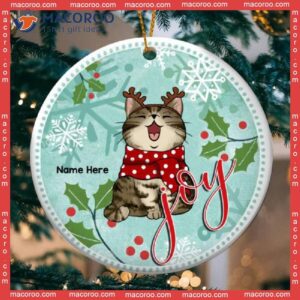 Bluetone,joy, Personalized Cat Christmas Ornament
