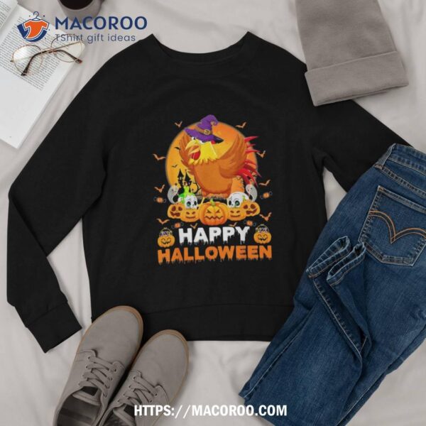 Boo Ghost Scary Pumpkin Moon Witch Rooster Halloween Shirt