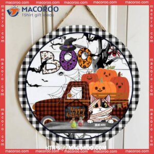 Boo Happy Halloween, Mummy Cats, Personalized Cat Wooden Signs, Teacher Halloween Gift Ideas