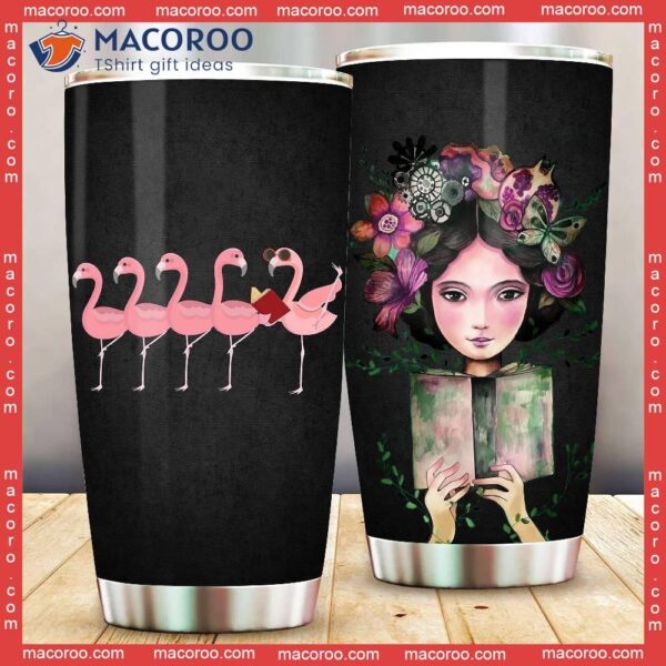 Book Flamingos Stainless Steel Tumbler