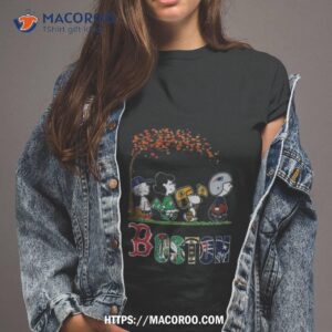 Boston Celtics Red Sox Bruins New England Patriot Snoopy Peanuts Loves Fall Shirt