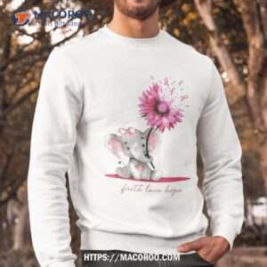breast cancer cute elephant with sunflower and pink ribbon shirt halloween wedding gifts sweatshirt