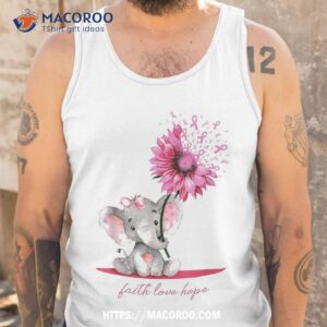 breast cancer cute elephant with sunflower and pink ribbon shirt halloween wedding gifts tank top