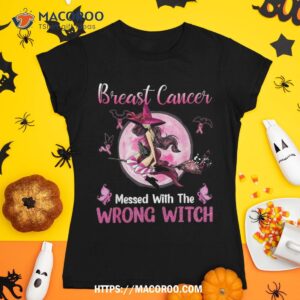 Breast Cancer Messed With The Wrong Pink Witch Hat Halloween Shirt