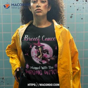 breast cancer messed with the wrong pink witch hat halloween shirt tshirt 2