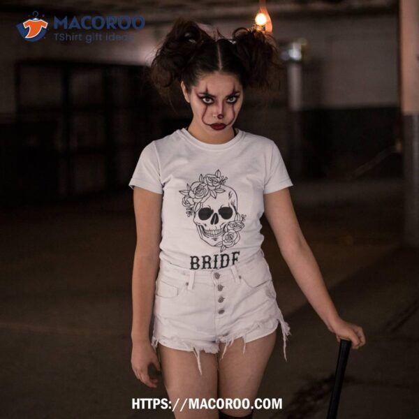 Bride Groom Floral Skull Halloween Wedding Bachelorette Shirt, Skeleton Masks