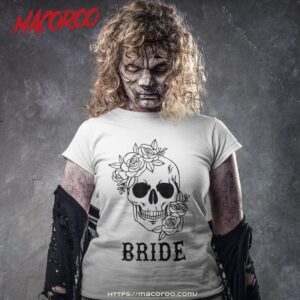 bride groom floral skull halloween wedding bachelorette shirt skeleton masks tshirt