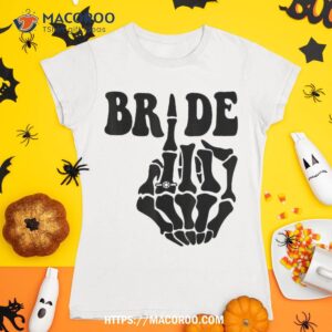 Bride Skeleton Hand Retro Halloween Bachelorette Party Shirt, Spooky Scary Skeletons