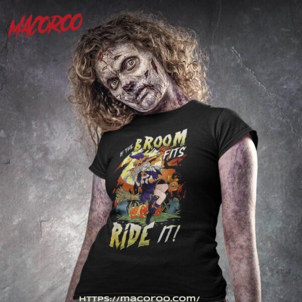 Broom Fits Ride It Witch Pumpkin Boo Halloween Spooky Season Shirt, Skeleton Masks