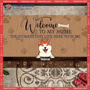 Brown Front Door Mat, Welcome To Our Home Personalized Doormat, Gifts For Dog Lovers