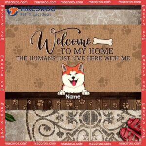 Brown Front Door Mat, Welcome To Our Home Personalized Doormat, Gifts For Pet Lovers