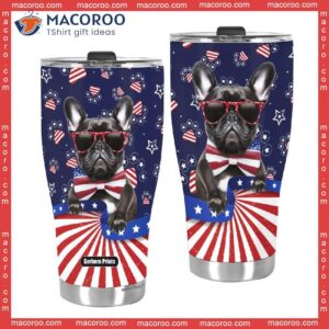 bulldog american flag fourth of july independence day stainless steel tumbler 2