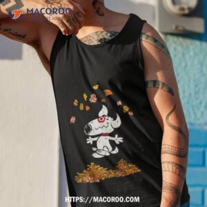 bullseye playing with leaves halloween shirt tank top 1