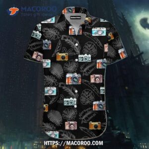 Camera Black Hawaiian Shirts