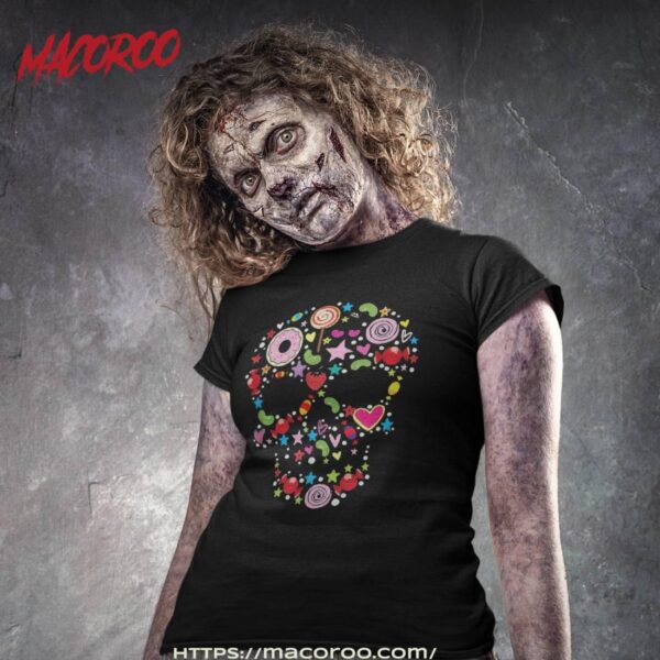 Candy Skull Shirt – Day Of The Dead Halloween Tee, Skull Pumpkin