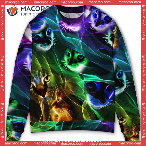 Christmas Cat Sweater Awesome Flash Neon