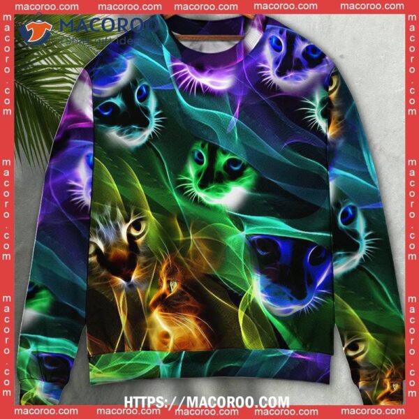 Christmas Cat Sweater Awesome Flash Neon