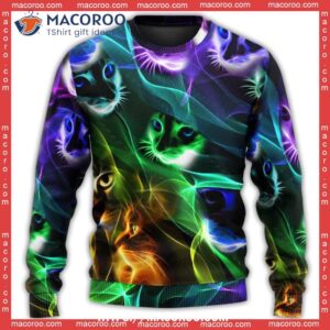 cat awesome flash neon couples christmas sweaters 2