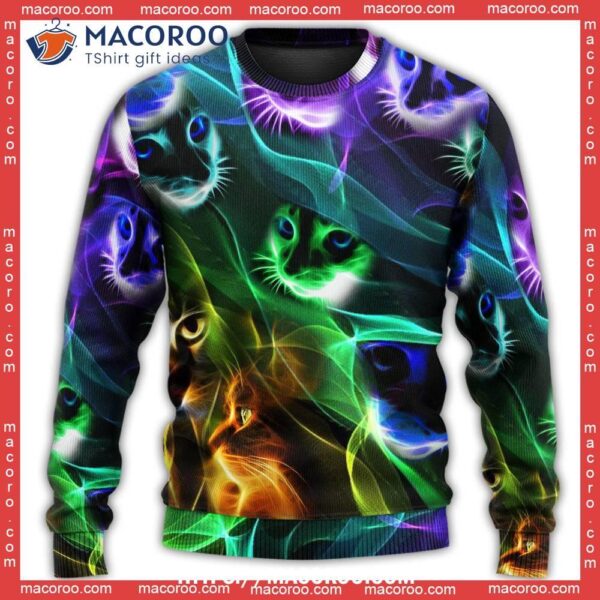 Christmas Cat Sweater Awesome Flash Neon