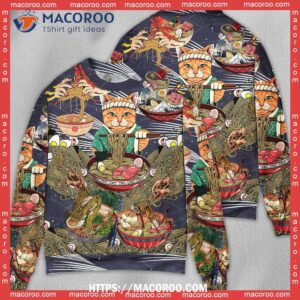 Eating Ramen Lovely Christmas Cat Sweater