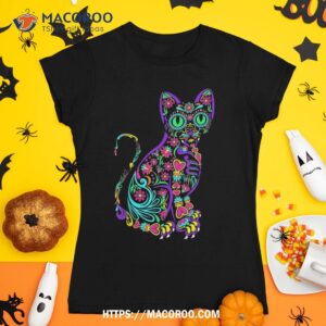 cat kitty kitten paws sugar skull calavera halloween gato shirt skeleton head tshirt 1