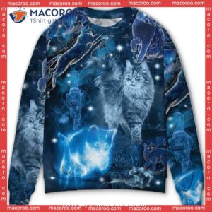 cat love blue neon stunning sweater national ugly sweater day 0