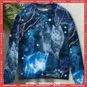 cat love blue neon stunning sweater national ugly sweater day 1