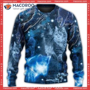 cat love blue neon stunning sweater national ugly sweater day 2