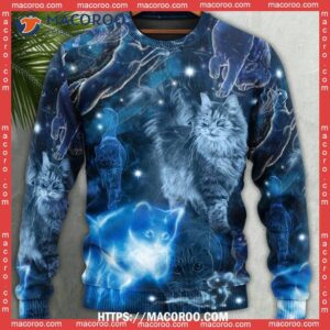 cat love blue neon stunning sweater national ugly sweater day 3