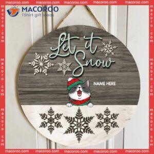Cat Mom Gifts, Gifts For Lovers,christmas Door Decorations, Let It Snow Welcome Signs, Grey And White Wooden