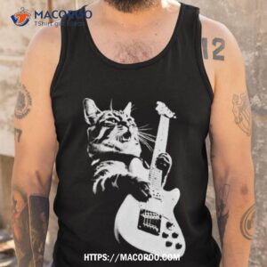 cat playing guitar kitten plays guitarist rockstar shirt tank top